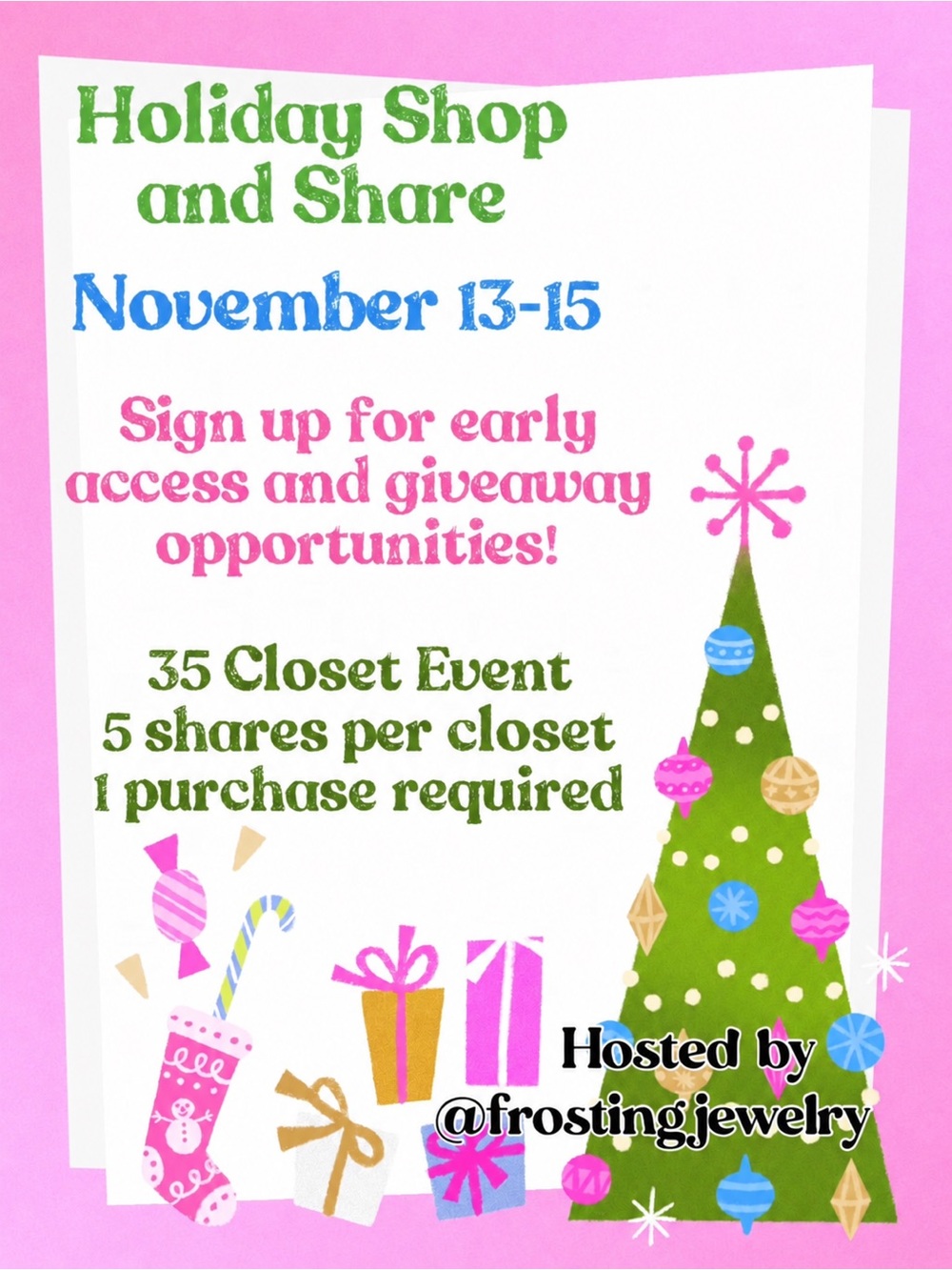 Wait list started🎄Holiday Shop and Share🎁35 Closet Event☃️